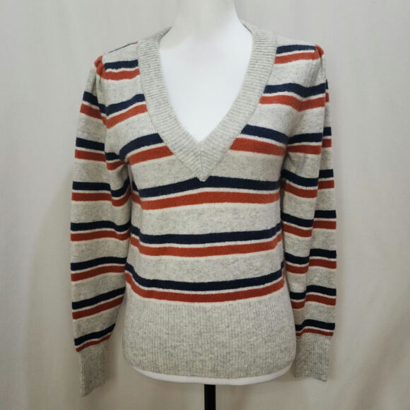 Madewell Striped Westgate V-Neck Sweater in Coziest Yarn, Size XS - Picture 1 of 7